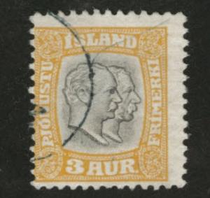 Iceland Scott o31 1907-8 official engraved center used