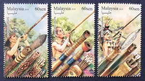 Malaysia 2018 Blowpipes set of 3V MNH