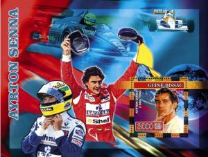 GUINEA BISSAU 2007 SHEET AYRTON SENNA FORMULA 1 F1 SPORTS PILOTS CARS AUTOS