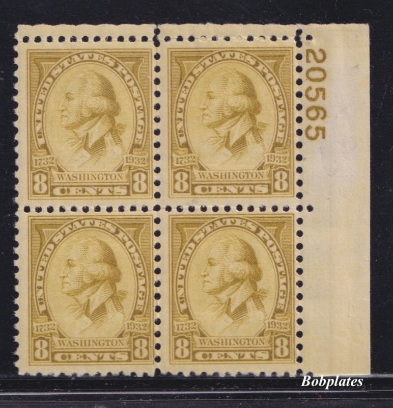 BOBPLATES US #713 Washington Bi Upper Right Plate Block 20565 F-VF NH SCV= $65