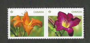 Canada #2530i MNH die cut pair, flowers, daylilies, issued 2012