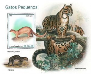 Sao Tome & Principe 2021 MNH Wild Animals Stamps Small Cats Jaguarundi 1v S/S