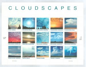 (A) USA Sc#3878 Cloudscapes Full Sheet MNH