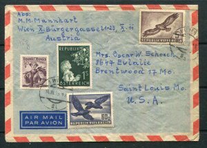 1953 Vienna Austria Airmail Cover To Brentwood St Louis Mo USA SC #C58 5s