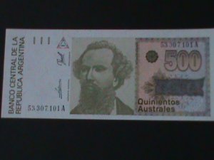 ​ARGENTINA-1988 CENTRAL BANK-$500 AUSTRAL-UN CIRCULATED-VF HARD TO FIND