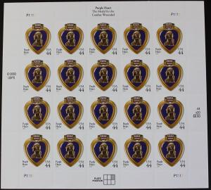 US #4390 Mint Sheet Purple Heart 