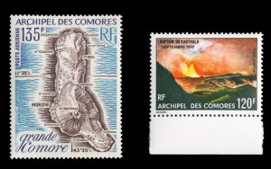 Comoro Islands #C53-54 Cat$17, 1973 Map and Volcano, never hinged