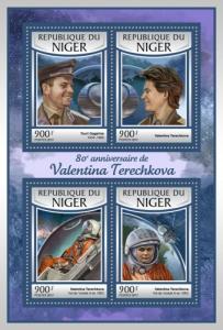 NIGER 2017 SHEET TERESHKOVA GAGARIN SPACE ASTRONAUTS COSMONAUTS