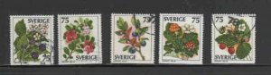 SWEDEN #1215-1219 1977 WILD BERRIES F-VF USED b