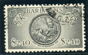 Barbados 1950 KGVI $2.40c black very fine used. SG 282. Sc 227.