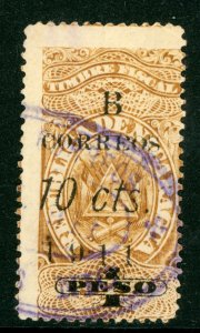 Nicaragua 1911 Bluefields 5¢/1 Peso Scott 1L98 VFU K937 ⭐☀⭐☀⭐