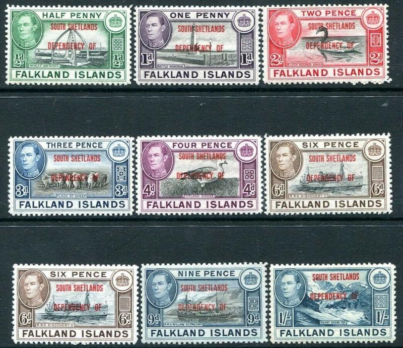 SOUTH SHELTLAND 1944-45 Set to 1/-incl both 6d shades Sg D1-D8/D6a MOUNTED MINT 