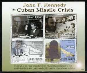 UNION ISLAND JOHN F. KENNEDY THE MISSLE CRISIS  SHEET MINT NH