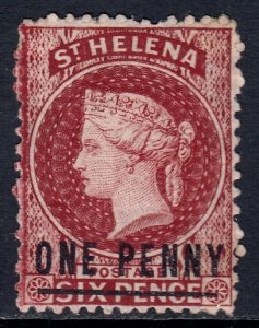 ST. HELENA — SCOTT 12 (SG 8) — 1871 1d ON 6d SURCHARGE — P12½ — MNG — SCV $140