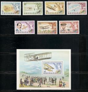 Grenada 887-94 1978 75th Wright Brothers Flight set and s...