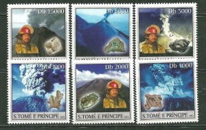 St. Thomas & Prince Islands MNH 1470A-F Volcanoes Minerals Firefighters SCV 9.00