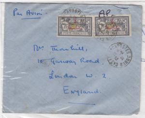 Morocco 1931 Protectorate Francaise 2 Fr x 2 Cover To London J2804