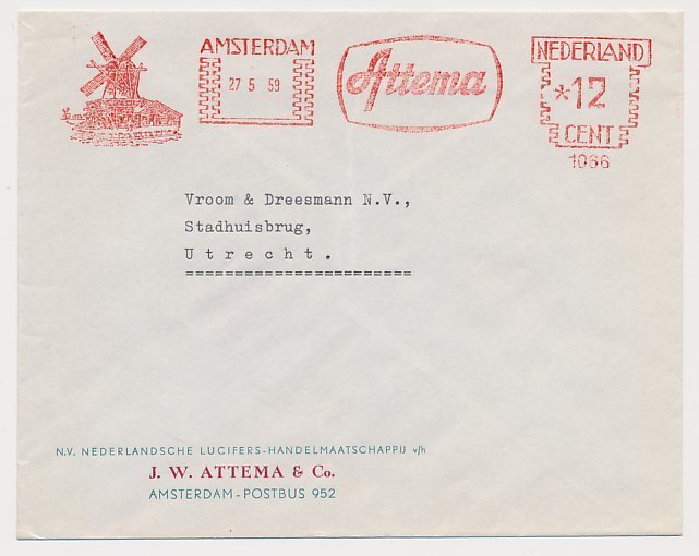 Meter cover Netherlands 1959 Windmill - Match Trading company