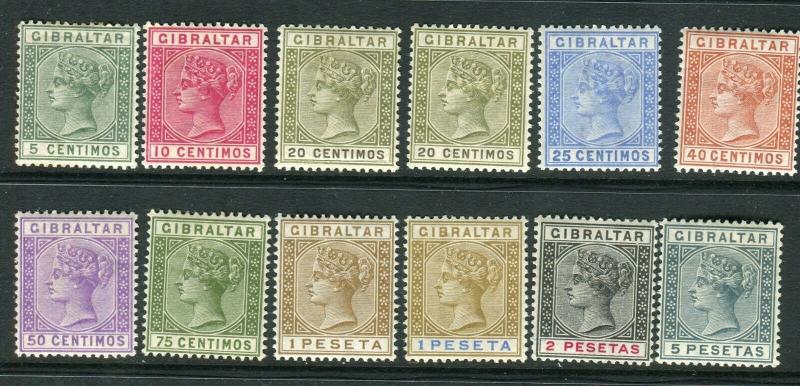 GIBRALTAR-1889-96  A lightly mounted mint set to 5p Sg 22-33