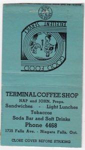 Canada Revenue 3/10¢ Excise Tax Matchbook TERMINAL COFFEE SHOP Niagara Falls