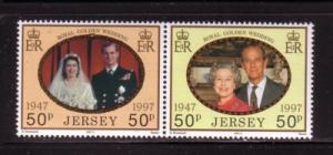 Jersey Sc 822-23 1997 50 yrs Royal Marriage stamp set mint NH