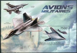 BURUNDI 2012 SHEET bur12713b AVIONS MILITAIRES AIRCRAFT 