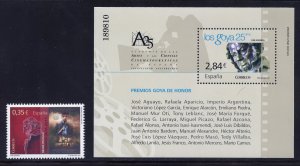 Spain 3790-91 MNH, 25th. Anniv. of Goya Awards Set with S/S from 2011.