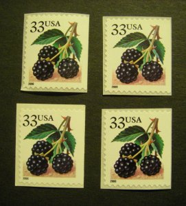 Scott 3297a, 33c Blackberries, MNH Booklet single, 2000 date