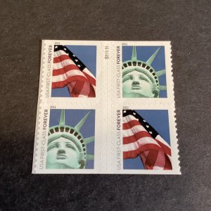 Scott #4561-62-Lady Liberty&Flag Booklet Block Of 4 With Pl# MNH-2011