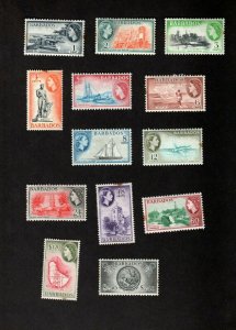 Barbados mint set of 1953-57 QEII stamps Scott # 235-247