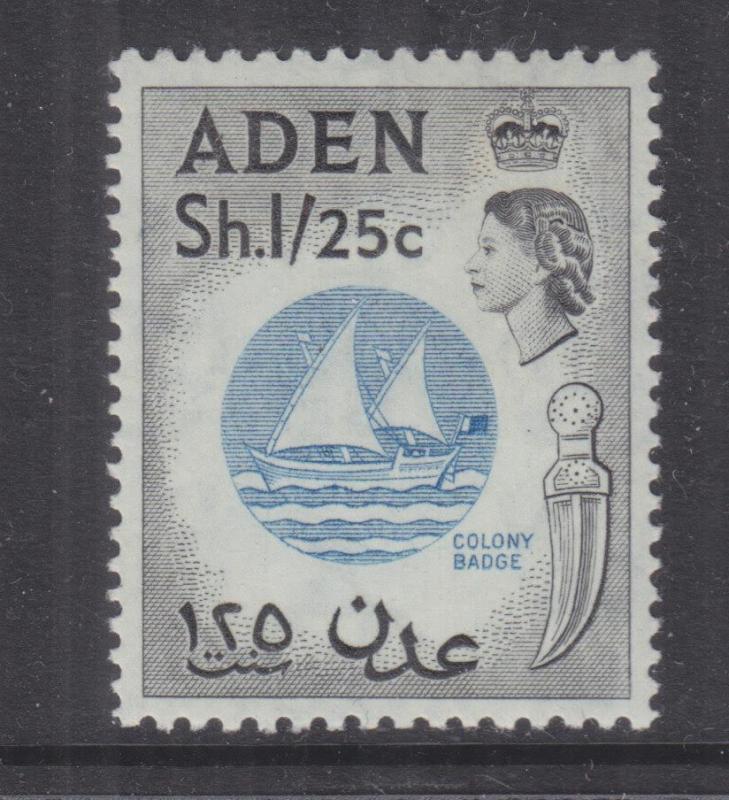 ADEN, 1956 QE, Script CA, 1s.25 Blue & Black, lhm.