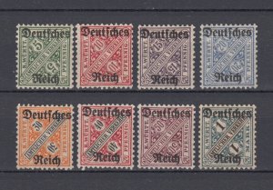 WWI  Third Reich Service Stamps  Full Set  Michel 57/64 MNG (Mint No Gum)