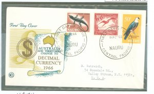 Nauru  1966 50c, 10c & 7c FDC