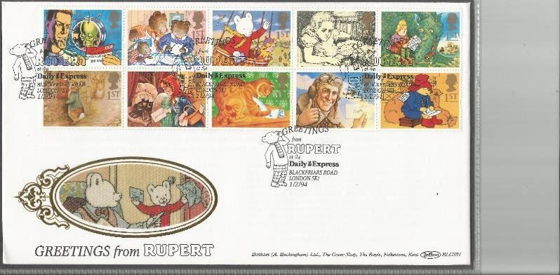 Great Britain Greeting From Rupert FDC 2-1-94