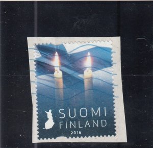 Finland  Scott#  1524  Used on Piece  (2016 Flag of Finland and Candles)