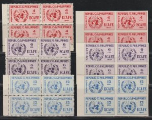 Philippines SC  516-18, 516-18a Blocks of 4 Mint Never Hinged