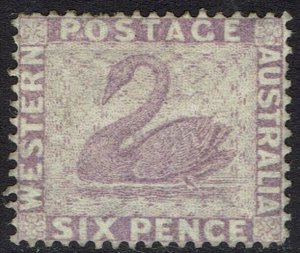 WESTERN AUSTRALIA 1876 SWAN 6D WMK CROWN CC PERF 14