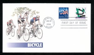 US 3228a Modern Bicycle - Presorted large 1998 UA Fleetwood cachet FDC