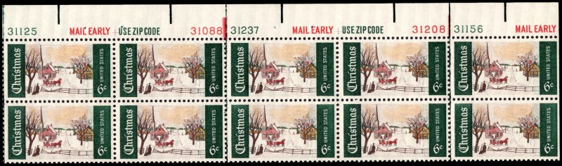 US #1384 CHRISTMAS MNH TOP PLATE BLOCK #31125-31088-31237-31208-31156