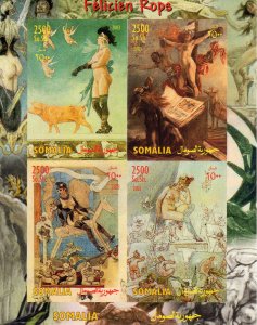 Somalia 2003 Felicien Rops Nudes Paintings Sheetlet (4) Imperforated  MNH