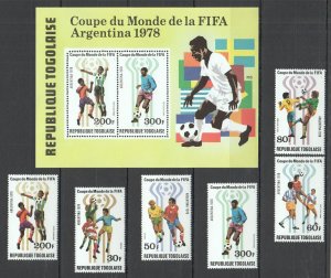 A1118 1978 Togo Football World Cup Argentina 78 #1300-5 Michel 12 Eu Kb+Set Mnh