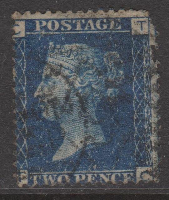 Great Britain 1869 QV 2d Blue Sc#30 UsedPlate 13 CT  Faults