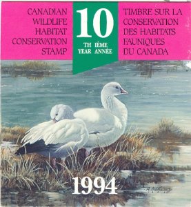 CANADA 1994 GEESE WILDLIFE CONSERV  #FWH10(VAN DAM) SHEET & FOLDER...$25.00