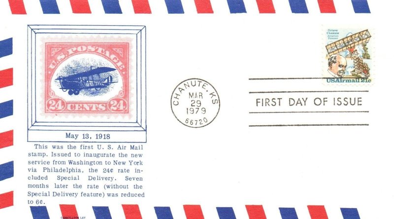 1979 FDC - May 13, 1918 First US AM Stamp - Carrolton Cachet - 21c Stamp -F25080