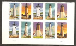 2013 NE Costal Lighthouses Plate Block Mint NH 