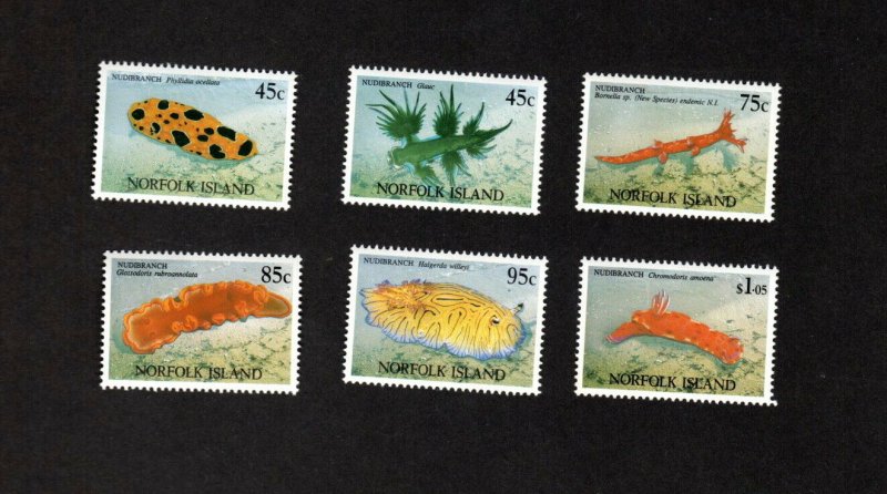 NORFOLK ISLAND MNH SET OF 6 NUDIBRANCH (sea life) STAMPS SCOTT # 538 - 543