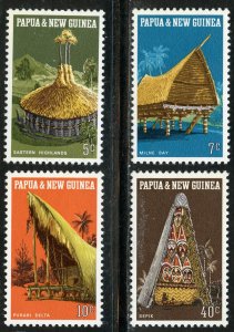 Papua New Guinea Scott 319-22 MNHOG - 1971 Local Architecture Set - SCV $1.80