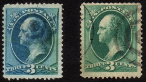 1881, US 3c, Used, Washington, Sc 207, Color changeling