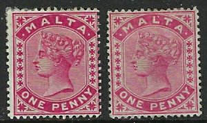 Malta 9 and 9a MH 1885 issues (fe3251)