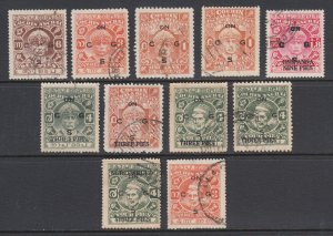 India, Feudatory States, Cochin SG O51/O73 used. 1943-44 issues, 11 better singl